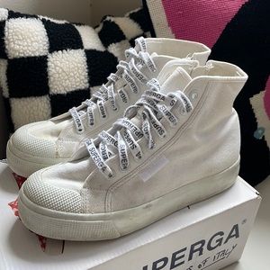 SUPERGA HIDDEN WEDGE PLATFORM HIGH-TOP SNEAKERS